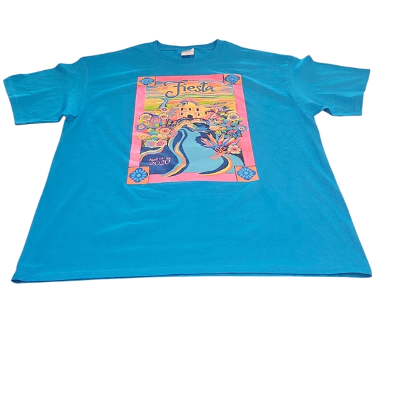 Port and Company Tops - Port and Company San Antinio Fiesta Blue Pink Shirt Size Large NWOT